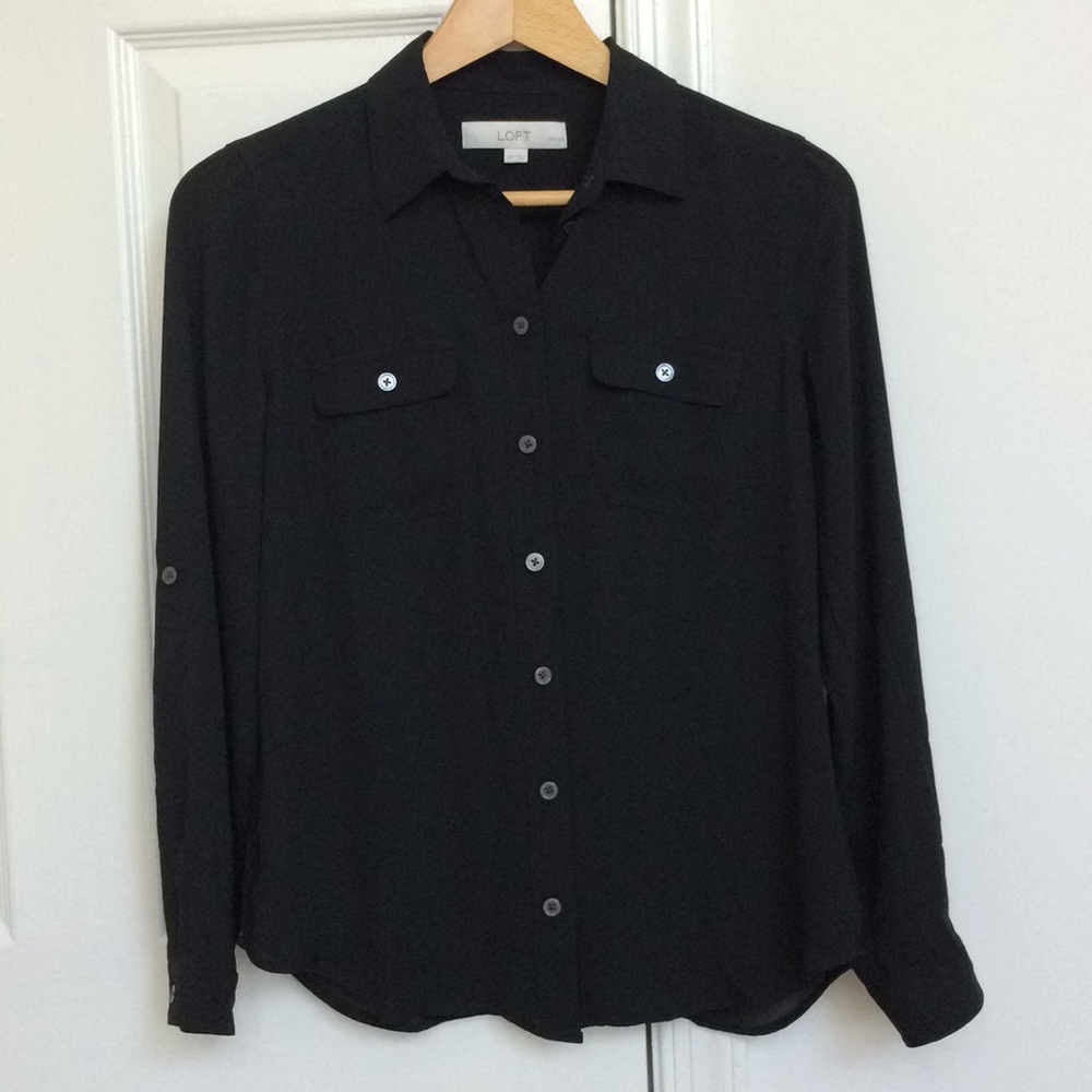 Ann Taylor Loft Utility Blouse size XS petite